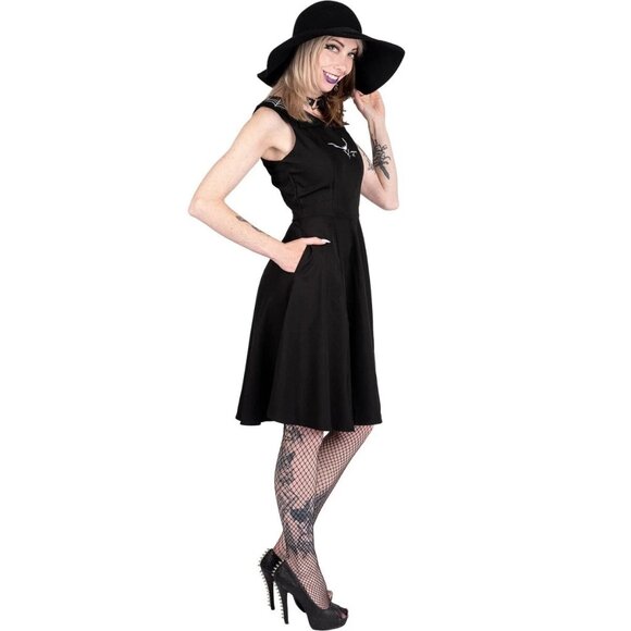 Swing Dress W/Pockets Embroidered Flying Bats & Web Collar Size 12 [NWT] - Picture 3 of 5